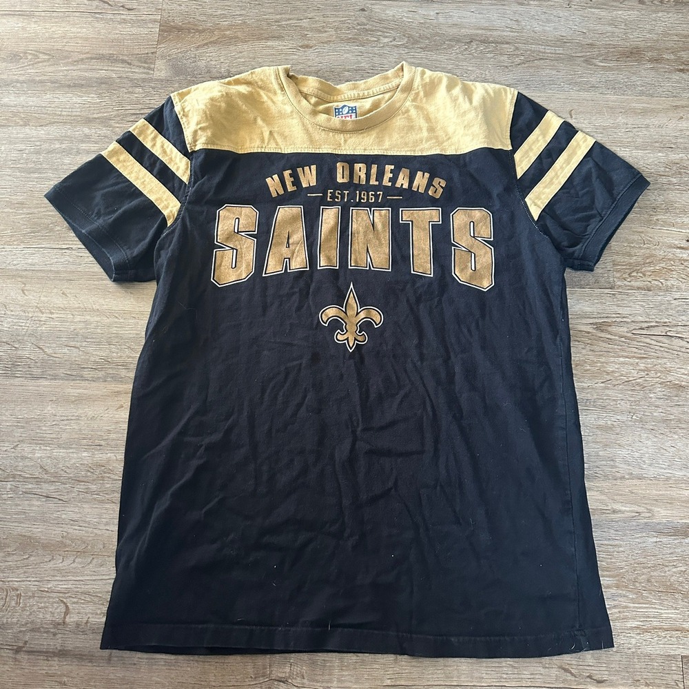 NFL New Orleans Saints T-Shirt Mens XL‎ Black Gold Colorblock Graphic Tee 0872